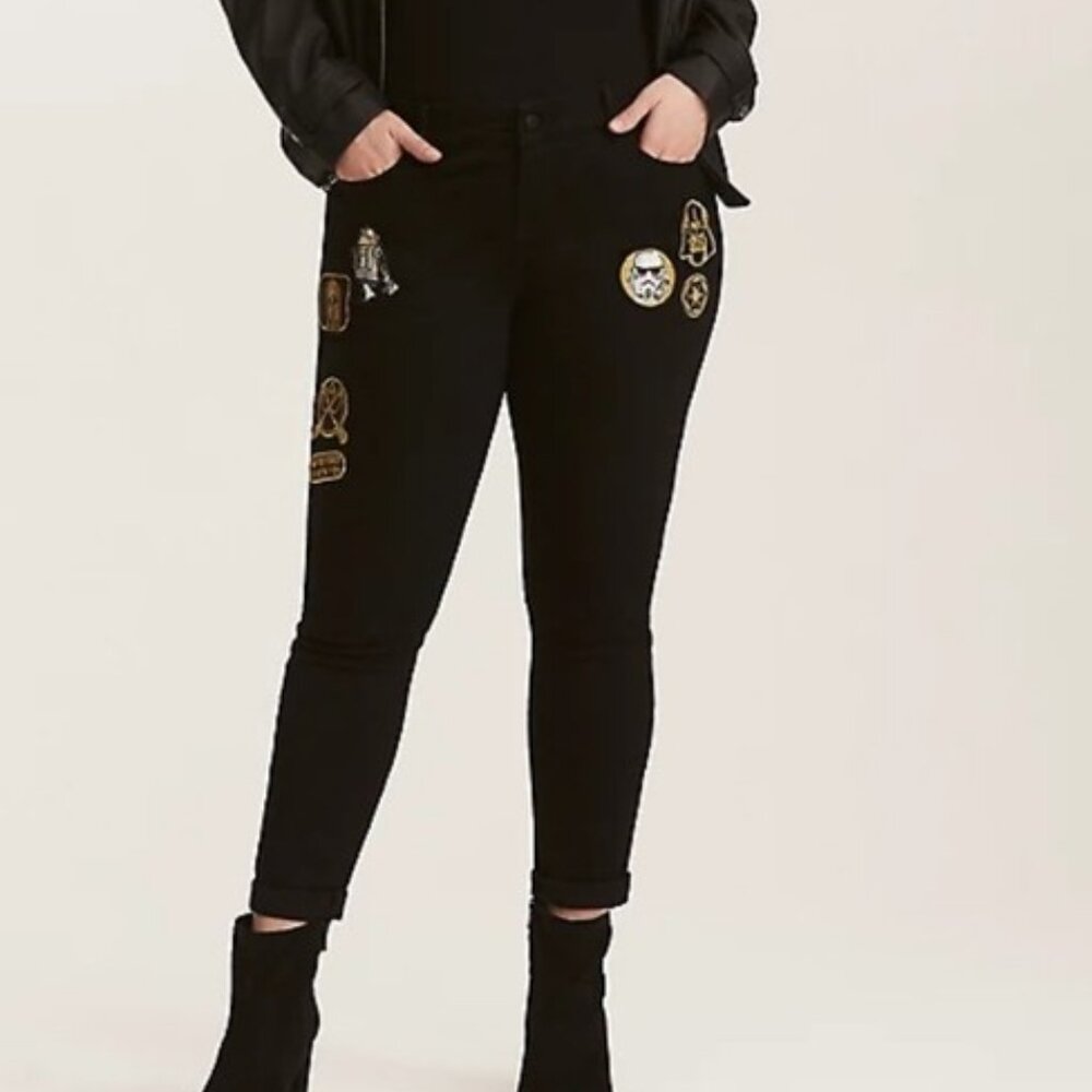 Torrid Star Wars Her Universe Patch Premium Skinny Jeans Black Denim Size 20 NEW